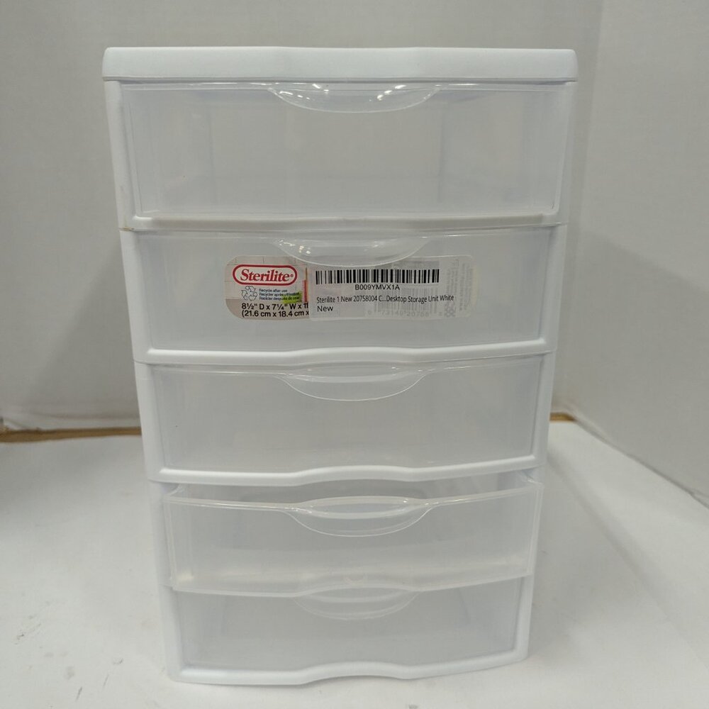 Sterilite 5-Drawer Desktop Organizer – Small Clearview White Unit - brown stains